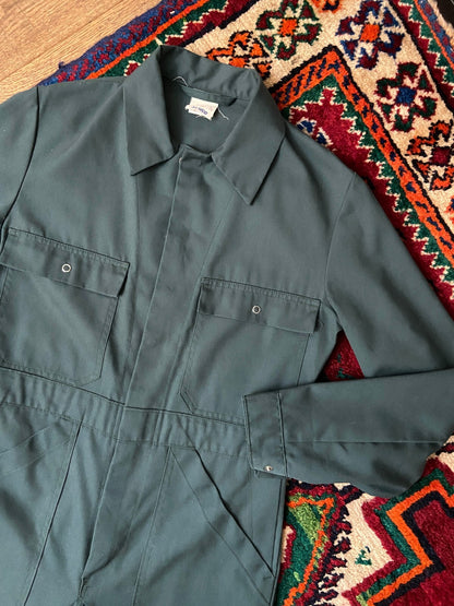 Vintage 1970s Green Workwear Utility Jumpsuit