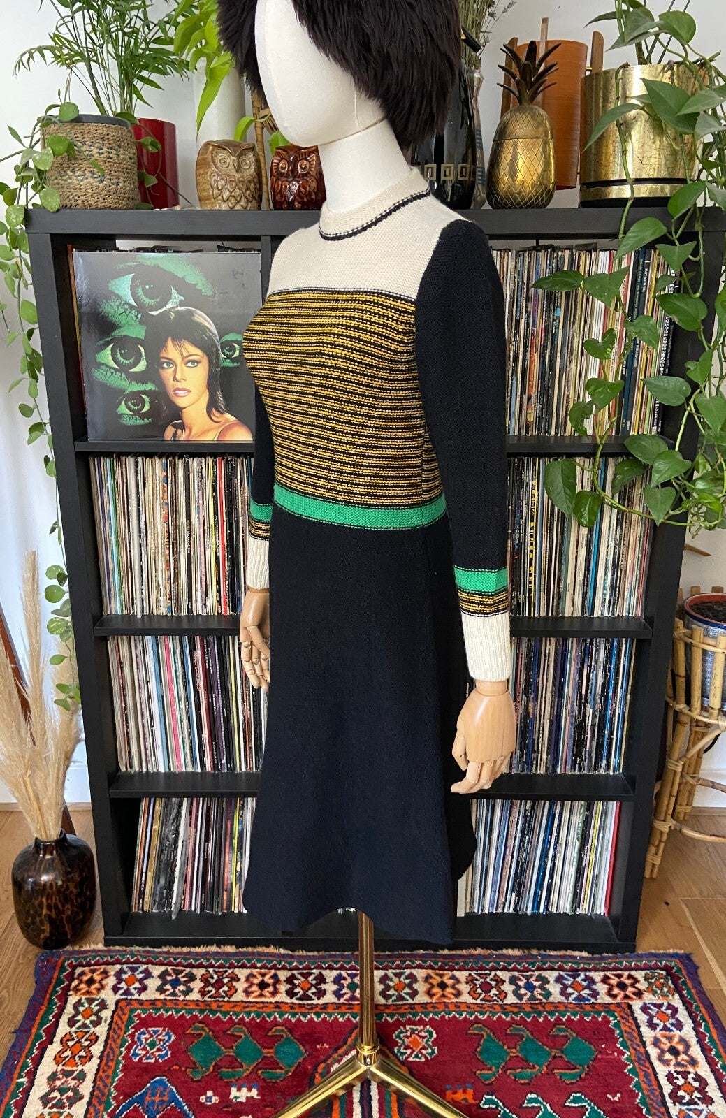 Vintage 1970s Ribbed Knit Sweater Dress