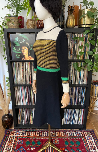 Vintage 1970s Ribbed Knit Sweater Dress