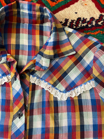 Vintage 1970s Tartan Western Shirt
