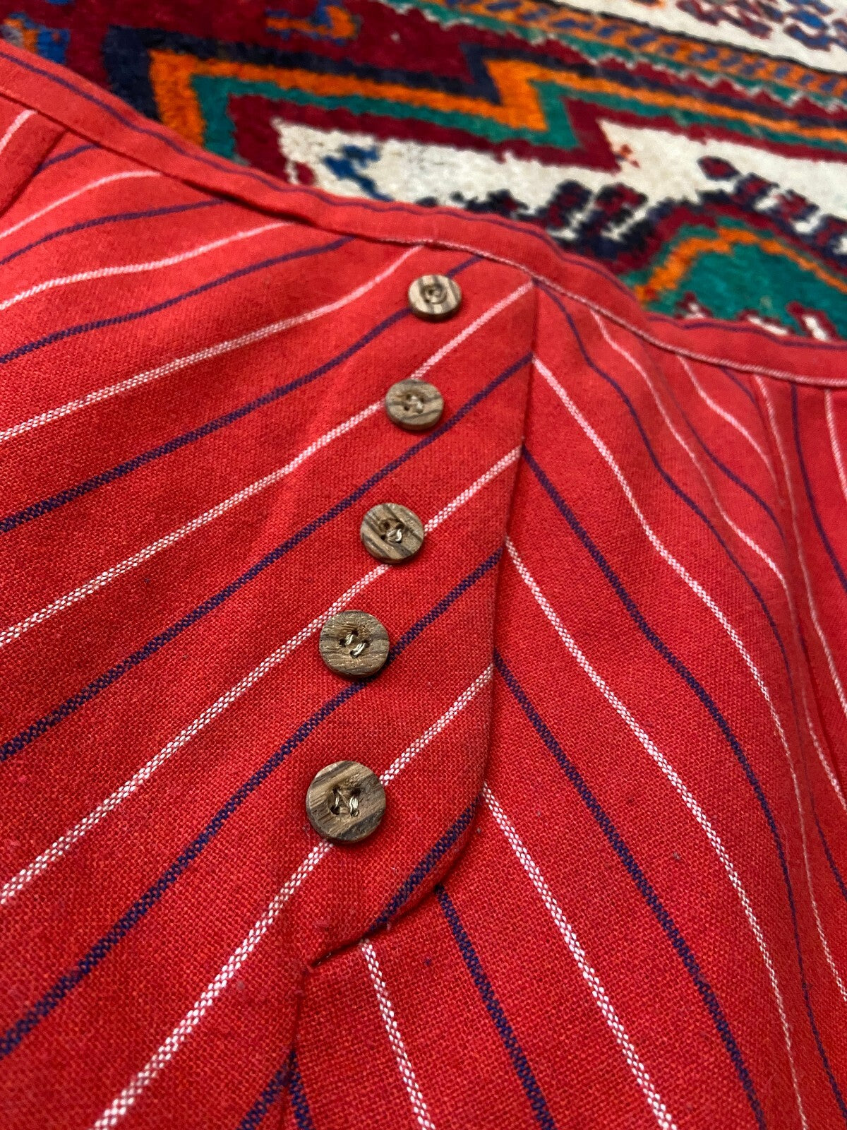 Vintage 1970s Red Pinstripe Skirt