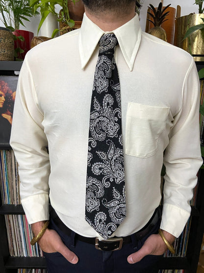 Vintage 1970s Woven Pattern Paisley Tie