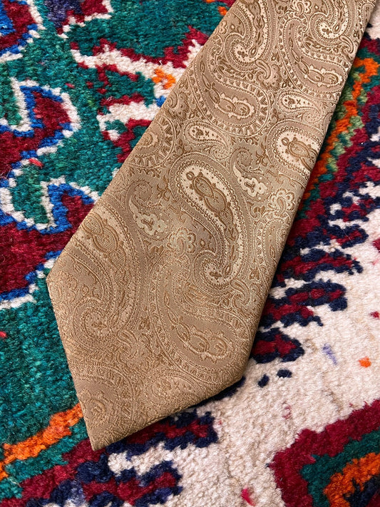 Vintage 1970s Tan Paisley Kipper Tie