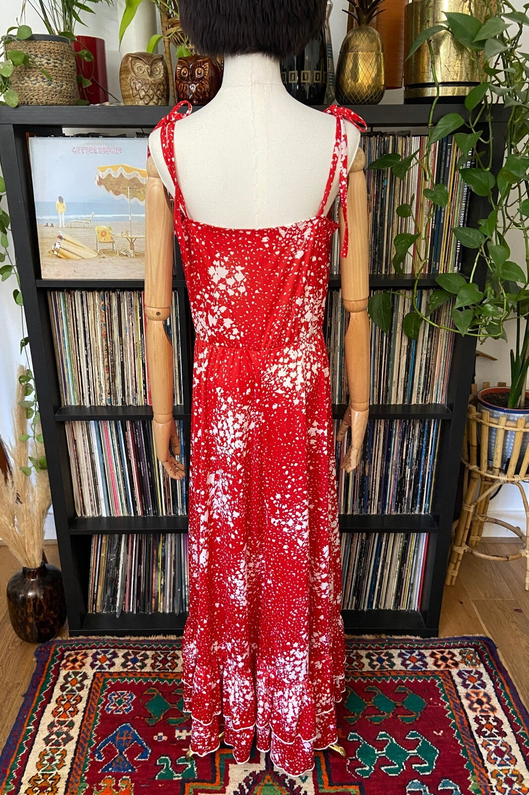 Vintage 1970s Red & White Maxi Sundress