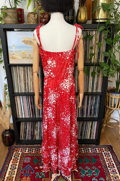 Vintage 1970s Red & White Maxi Sundress