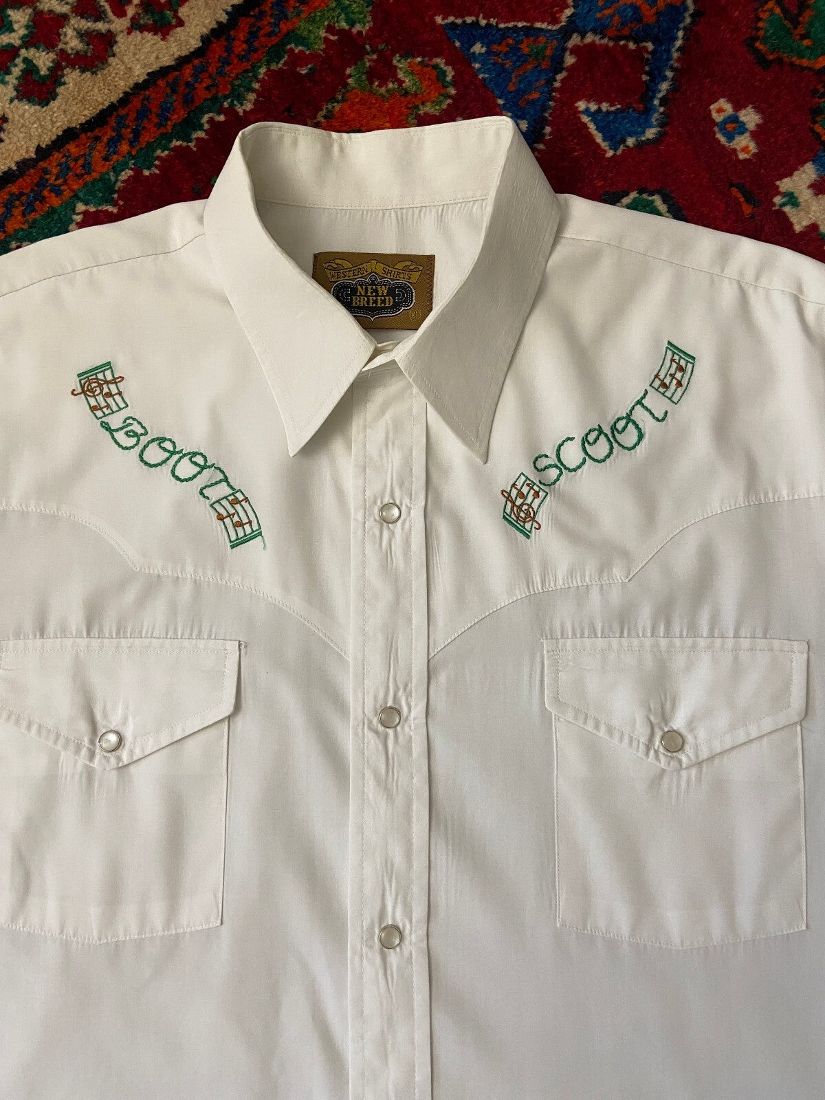 Vintage White Embroidered Western Shirt