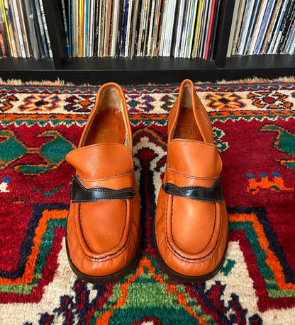 Vintage 1970s Orange Ravel Loafers UK 4.5
