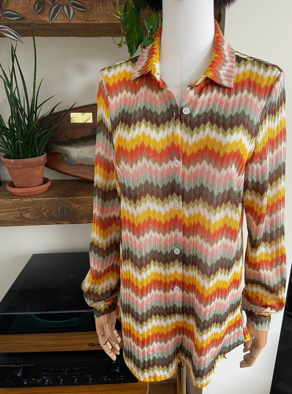 Vintage Multicoloured Chevron Knit Shirt