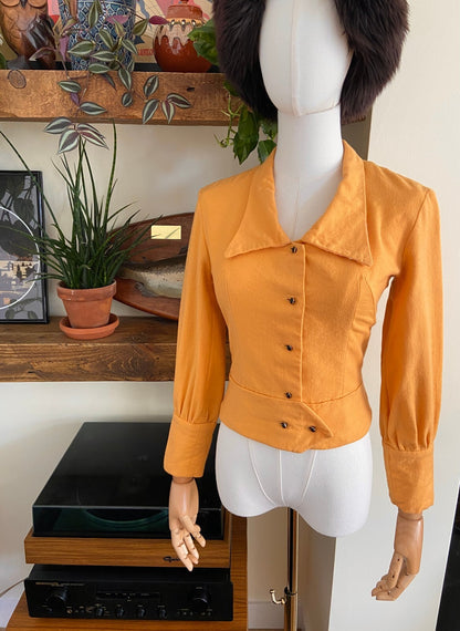 Vintage 1970s Does 1940s Apricot Cropped Jacket