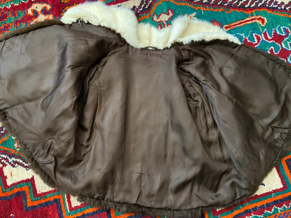Vintage 1950s Brown & Cream Fur Cape