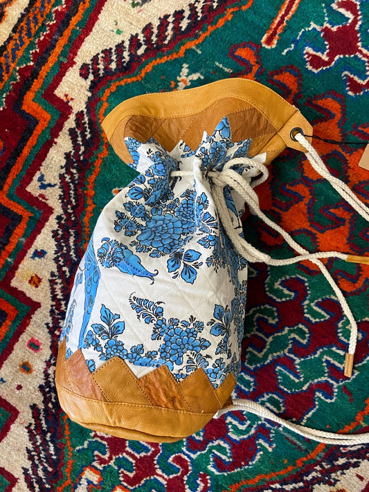 One Teaspoon White Blue & Tan Bucket Bag
