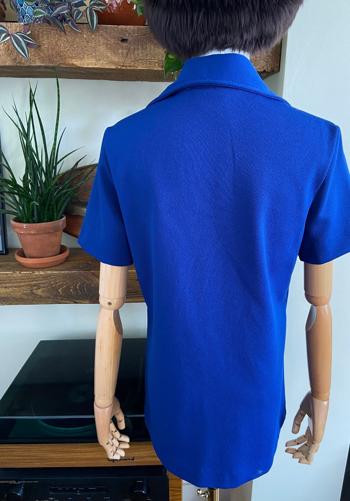 Vintage 1970s Navy Dagger Collar Shirt