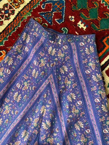 Vintage 1970s Purple Print Maxi Prairie Skirt