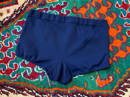 Vintage 1970s Navy Blue Zip Pocket Swim Shorts