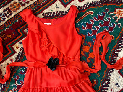 Vintage 1970s Red Layered Maxi Dress
