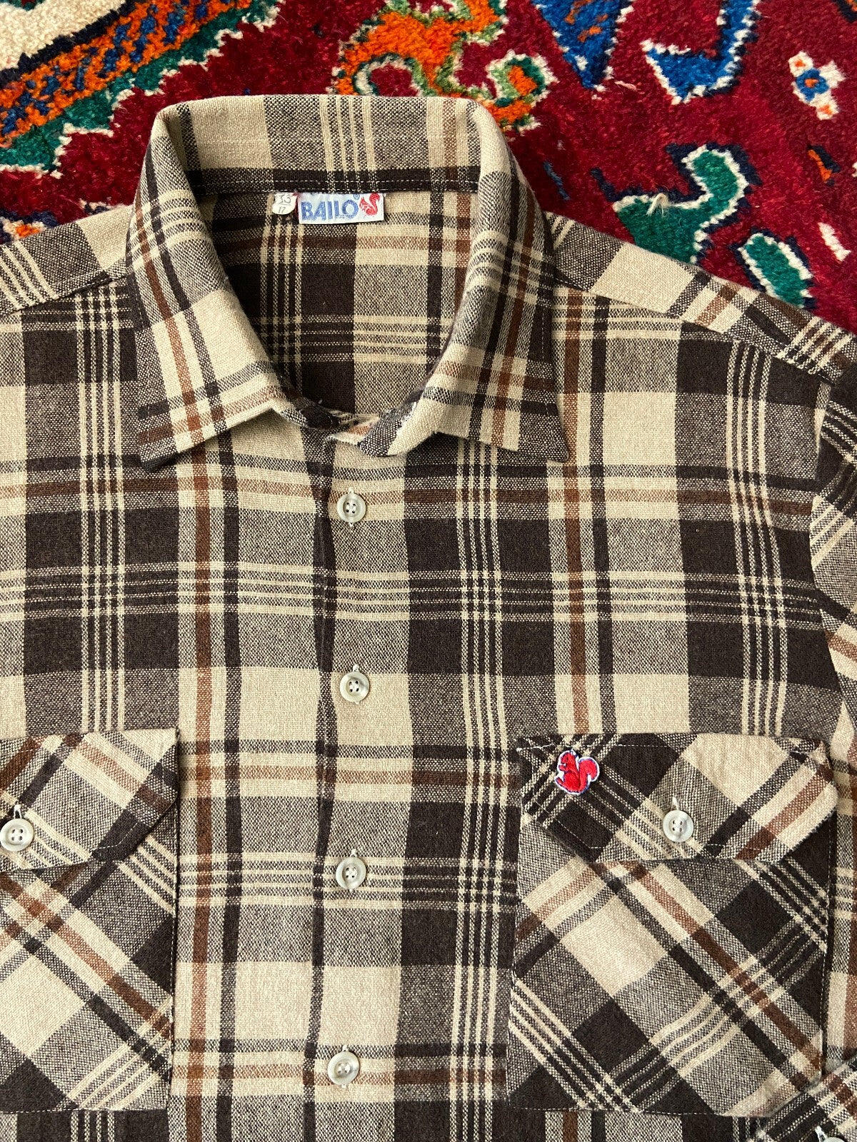 Vintage 1980s Italian Brown Plaid Shirt