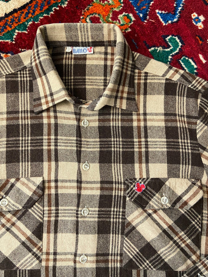 Vintage 1980s Italian Brown Plaid Shirt