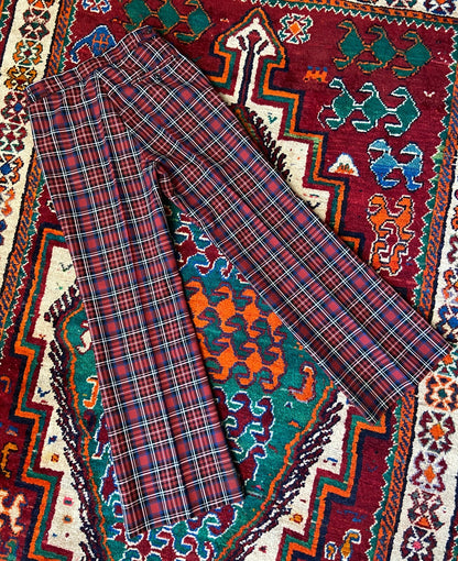 Vintage 1970s Flared Tartan Trousers W29 / L29.5