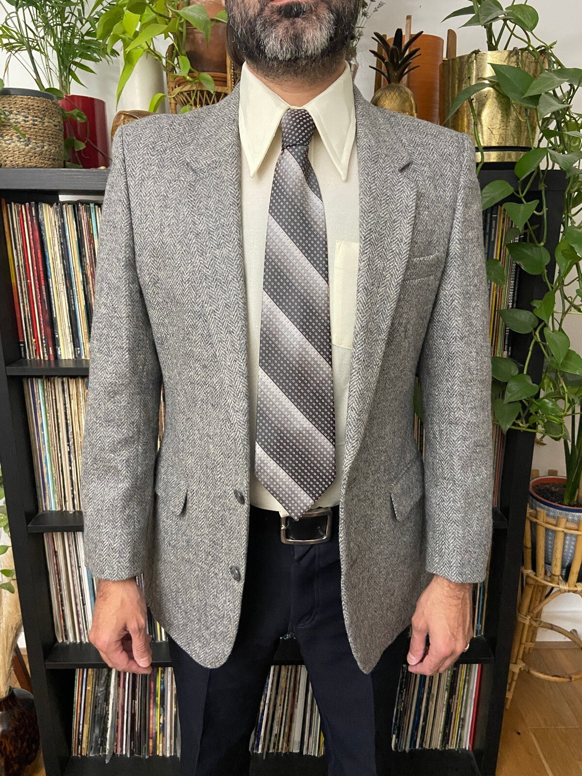 Vintage 1970s Grey St Michael Kipper Tie