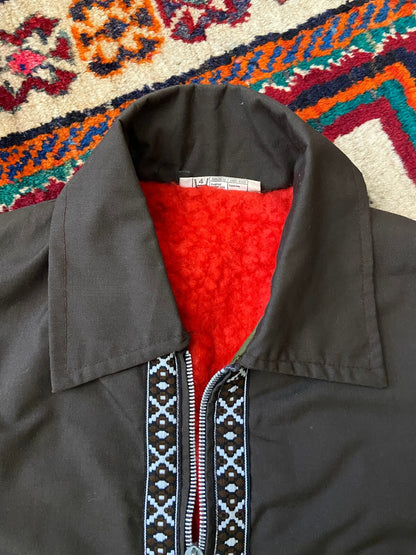 Vintage 1970s Brown Embroidered Raincoat