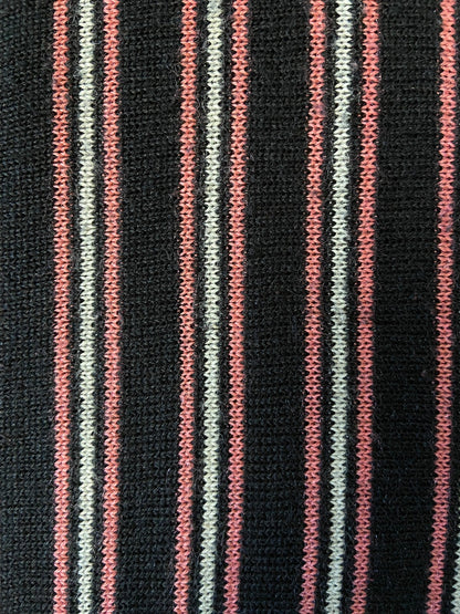 Vintage 1970s Black & Pink Striped V-Neck Jumper