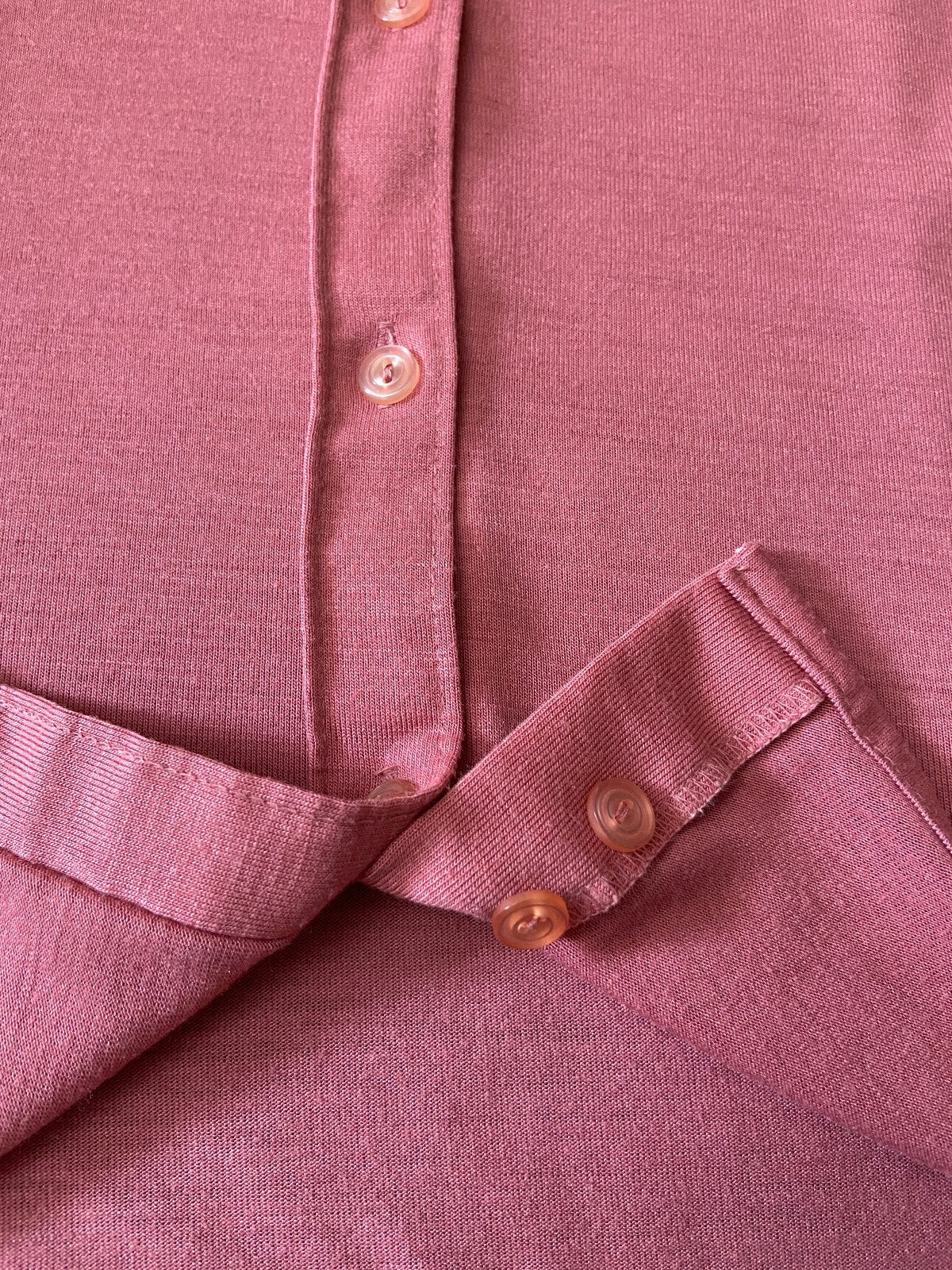 Vintage 1970s Pink Knit Dagger Collar Shirt