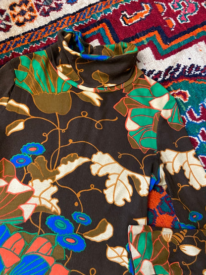 Vintage 1960s Psychedelic Print Tunic Top/Micro Mini
