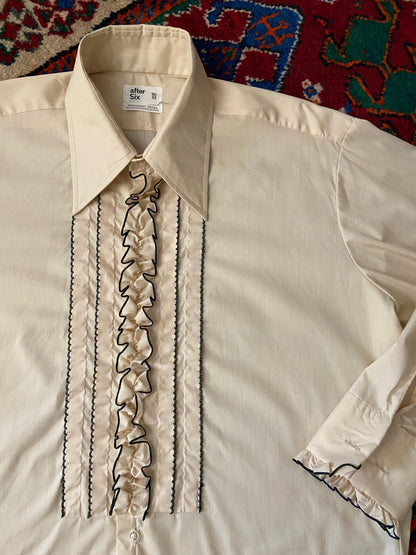Vintage 1970s Beige After Six Ruffle Shirt