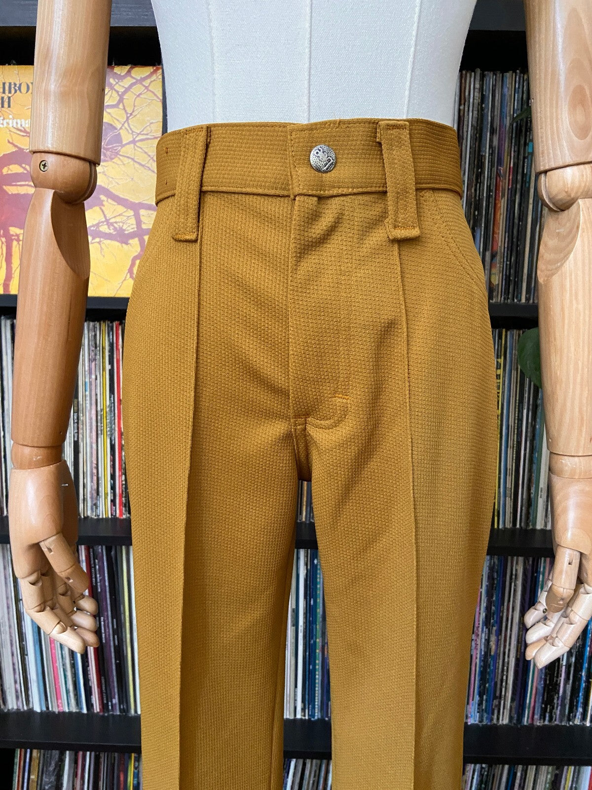Vintage 1970s Deadstock Lee Mustard Flared Trousers W29