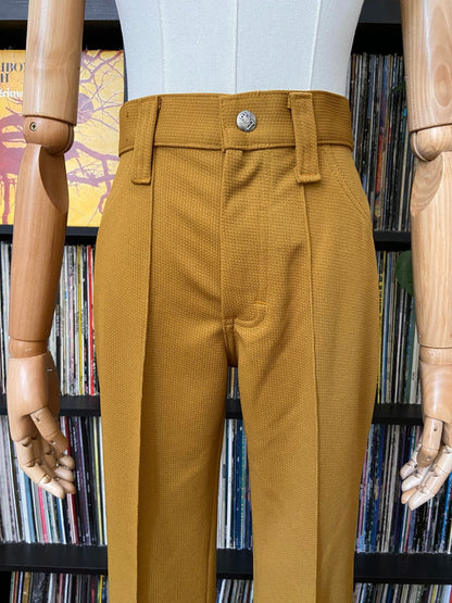 Vintage 1970s Deadstock Lee Mustard Flared Trousers W29