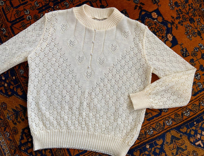 Vintage 1980s Pale Yellow Pearl Knit