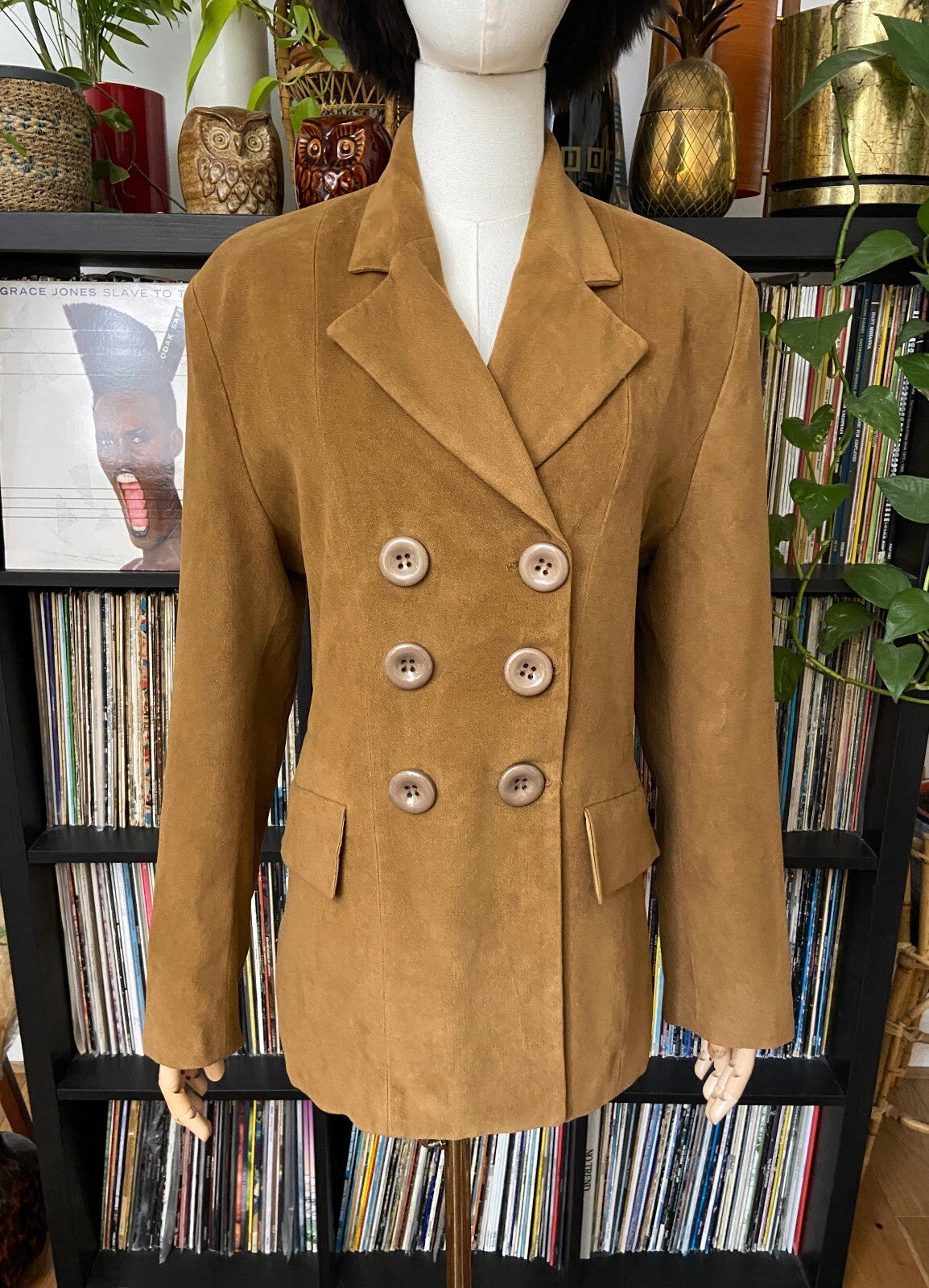 Vintage 1980s Soft Tan Double Breasted Jacket