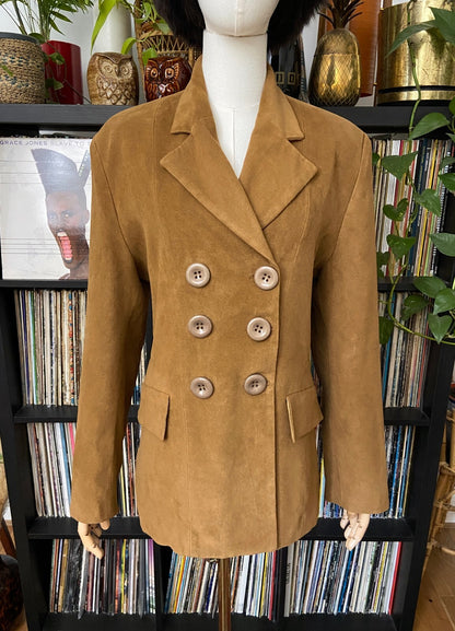 Vintage 1980s Soft Tan Double Breasted Jacket