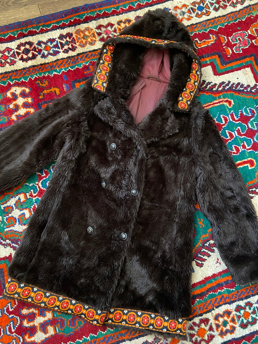 Vintage 1970s Faux Fur Penny Lane Jacket