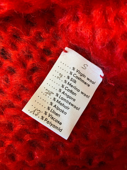 Maiami Red Loose Knit Handmade Mohair Jumper