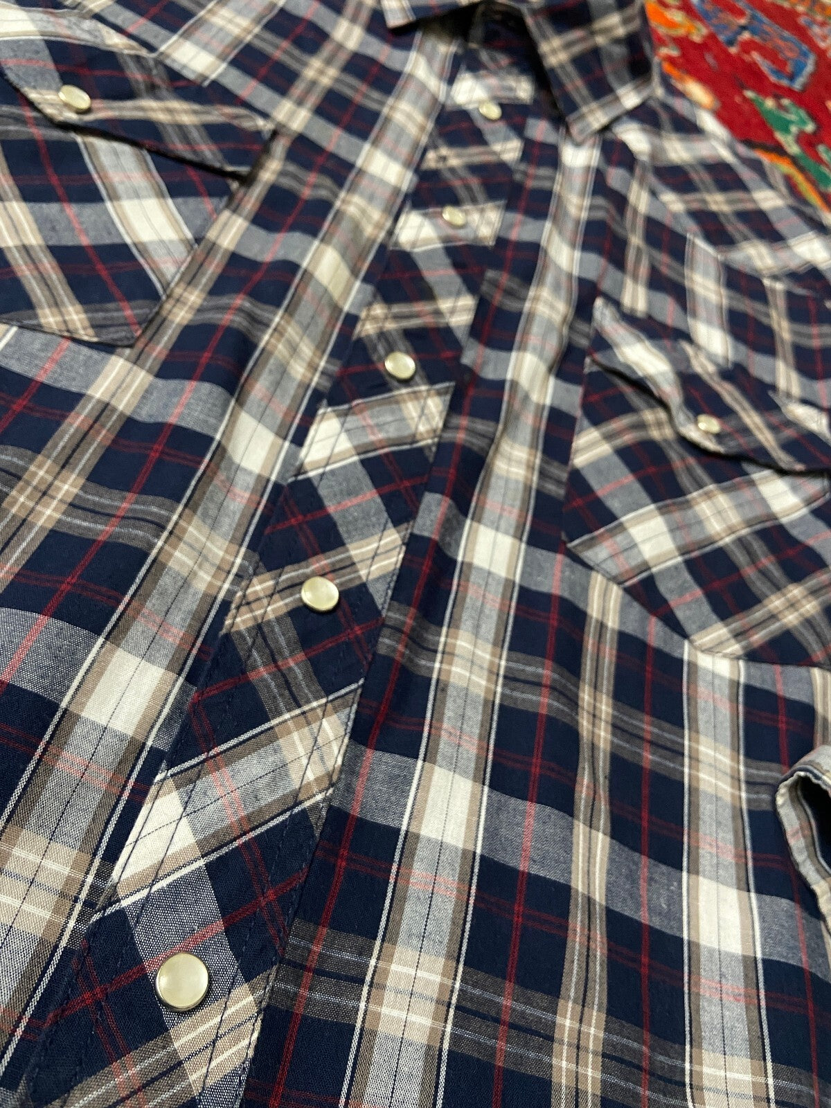 Vintage Navy Checked Western Shirt