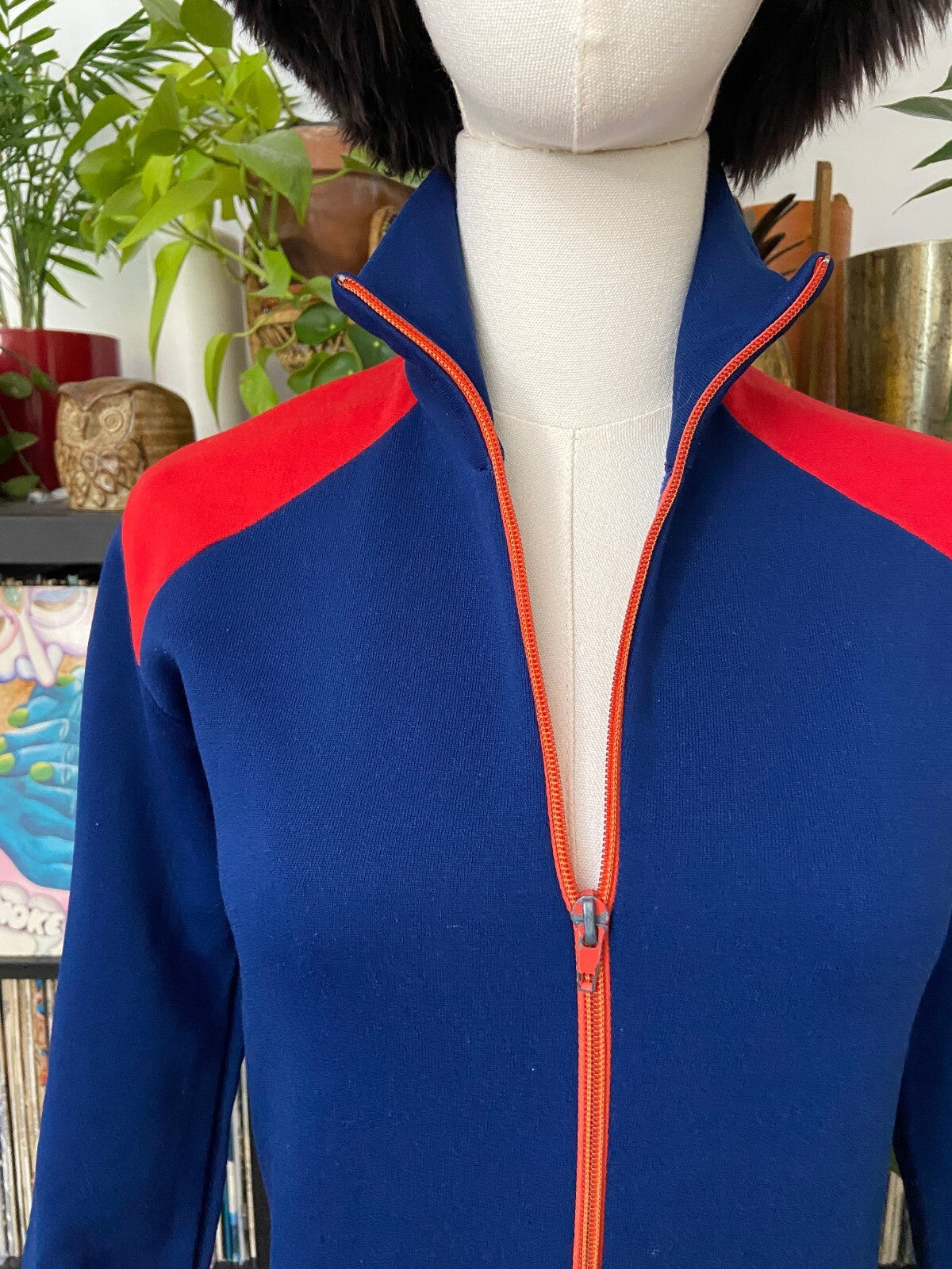 Vintage 1970s Navy & Red Track Top