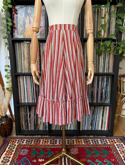 Vintage 1970s Red Striped Peasant Skirt