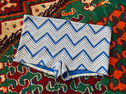 Vintage 1970s Blue White Zig Zag Swim Shorts