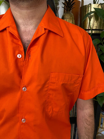 Vintage 1970s Orange Camp Collar Shirt