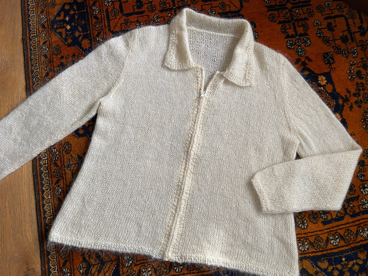 Vintage 1970s Cream Fluffy Zip Up Cardigan