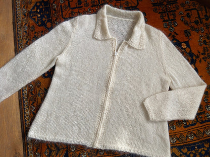 Vintage 1970s Cream Fluffy Zip Up Cardigan
