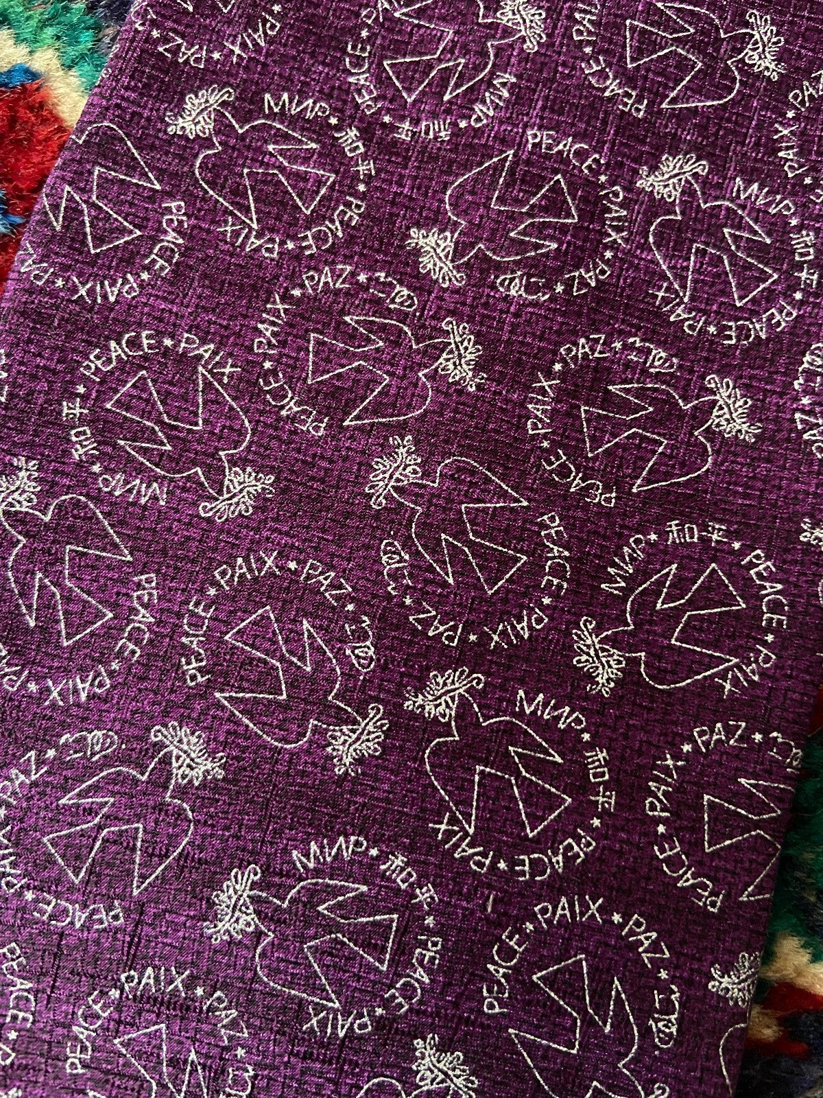 Vintage 80s Purple UNICEF Silk Tie