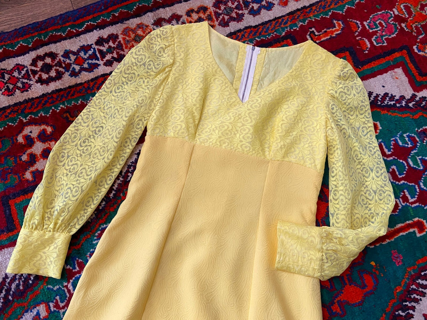 Vintage 1970s Bright Yellow Maxi Dress