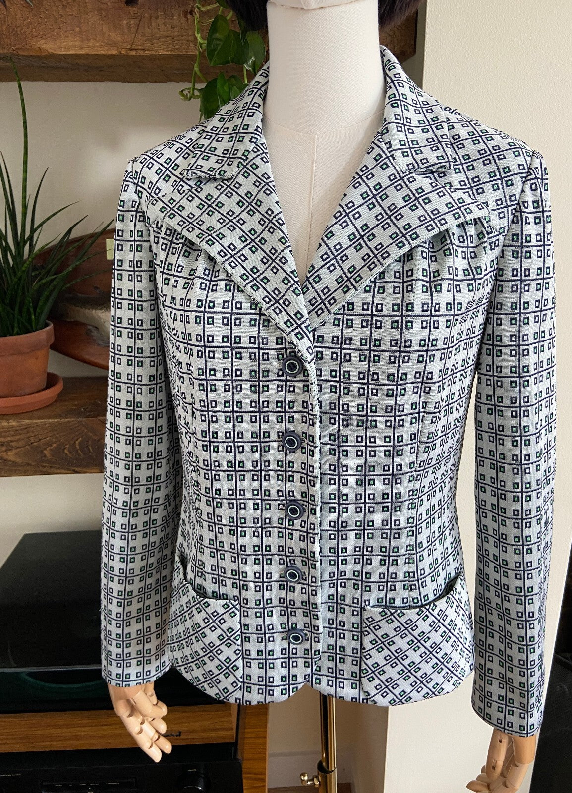 Vintage 1970s Geometric Woven Lightweight Jacket