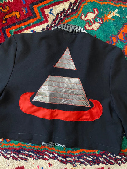 Vintage 1980s Leopard & Pyramid Cropped Jacket