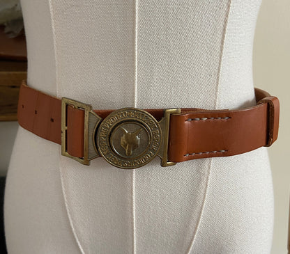 Vintage Tan Scouts Wolf Buckle Belt