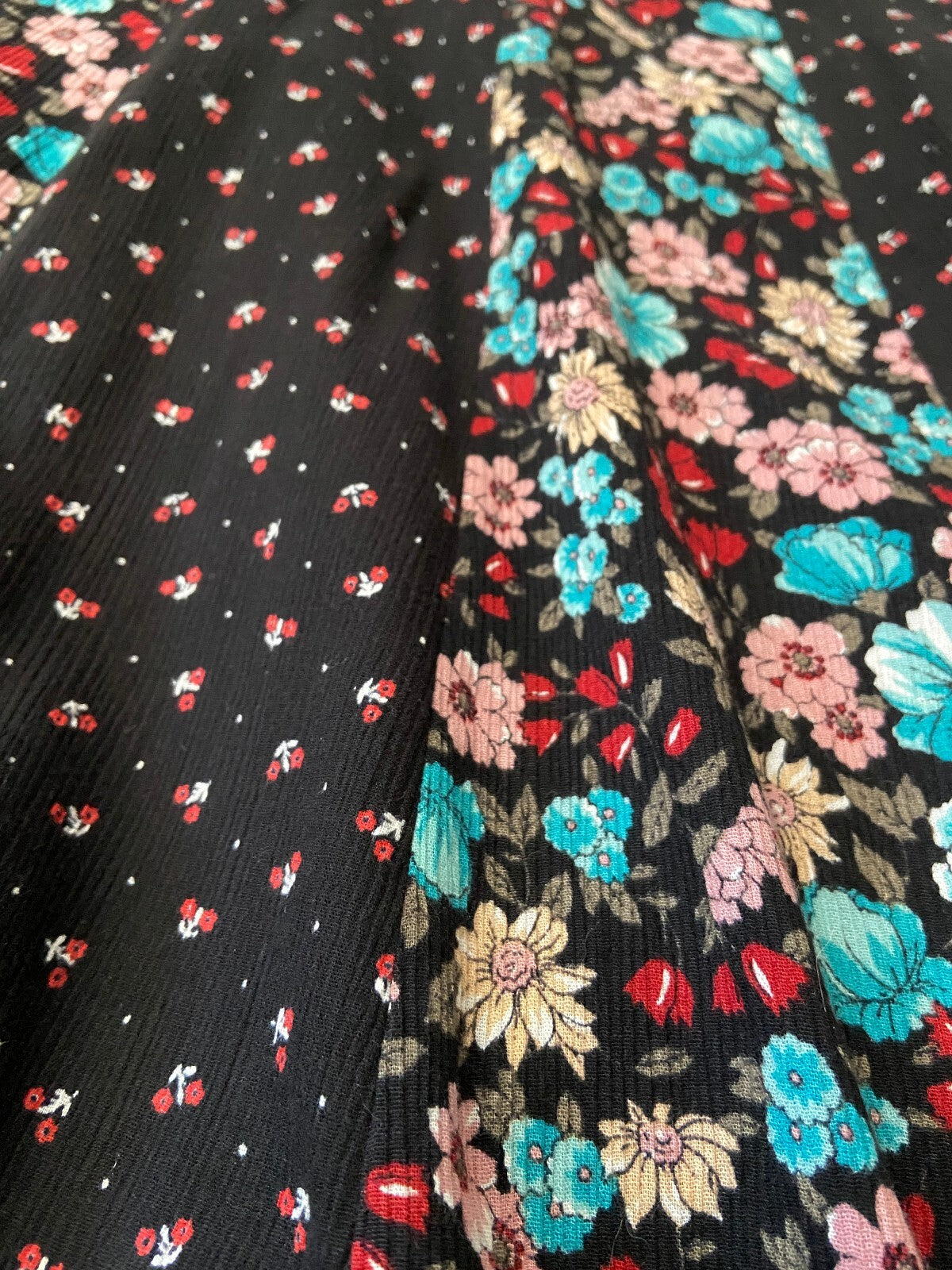 Vintage 1970s Floral Panelled Prairie Skirt