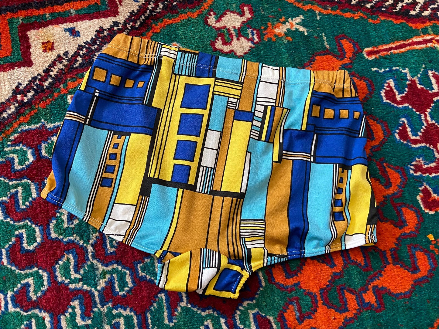Vintage 1970s Retro Print Swim Shorts
