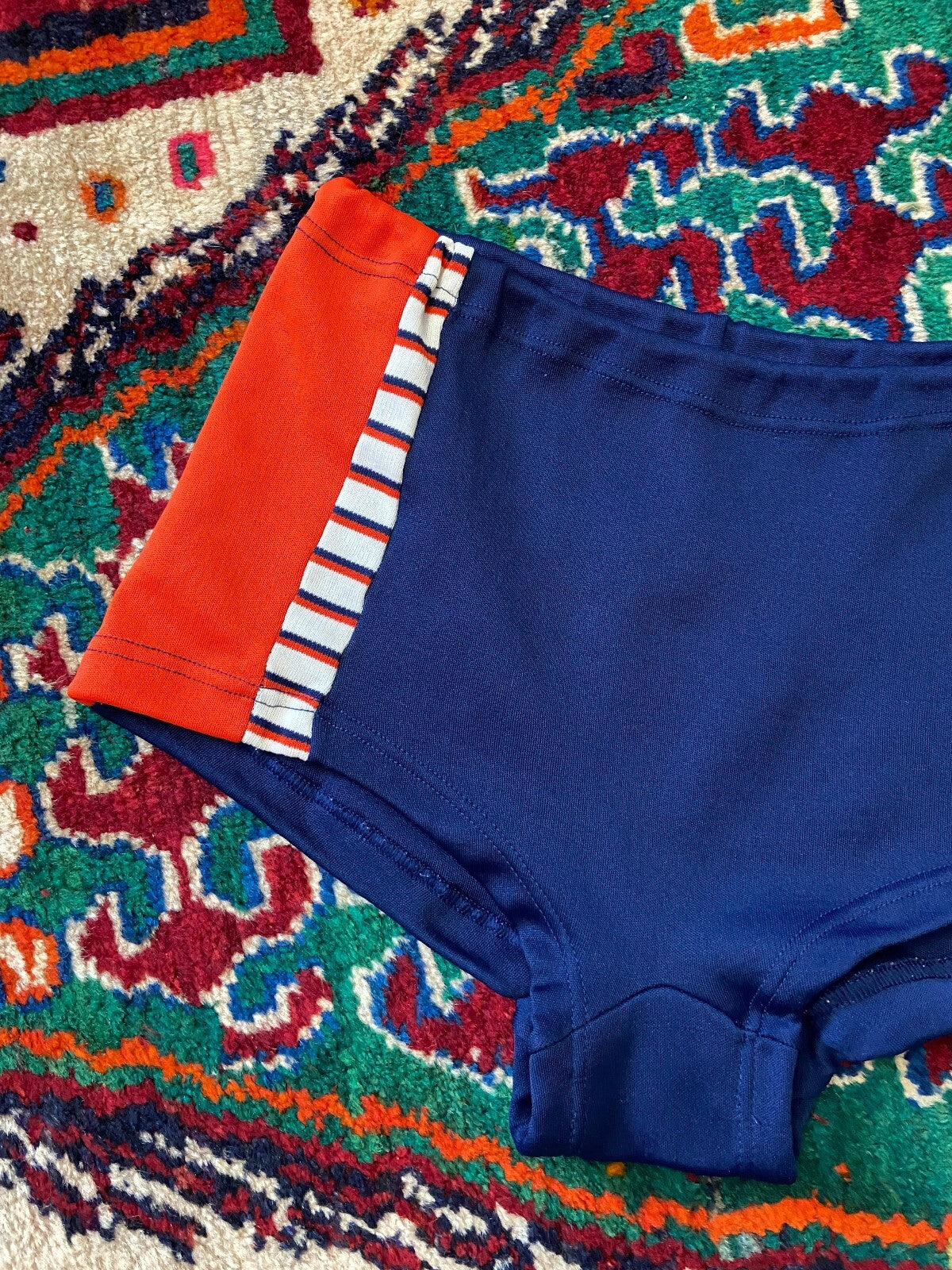 Vintage 1970s Navy & Red Swim Shorts